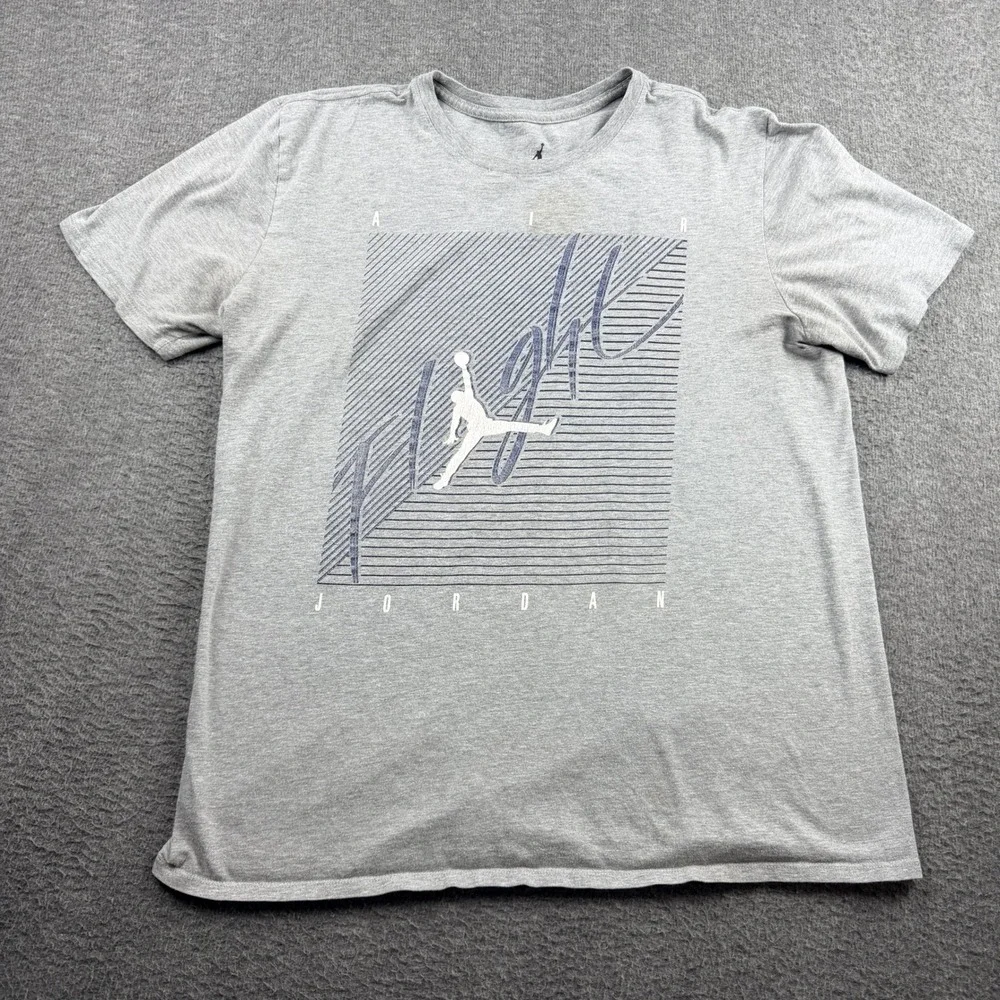 Jordan Air Flight Men's L Large Graphic T-Shirt Grey Heather Jumpman Logo